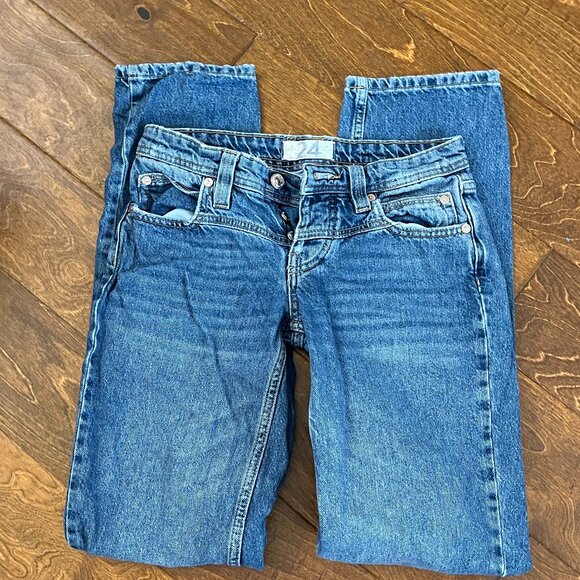 Free People Denim - Free People Size 24 Straight Leg 3 Button Fly Medium Wash Jeans